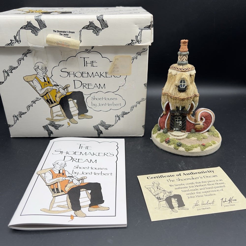 The Shoemaker's Dream Houses The Jester Shoe Figurine John Herbert Vintage 1990
